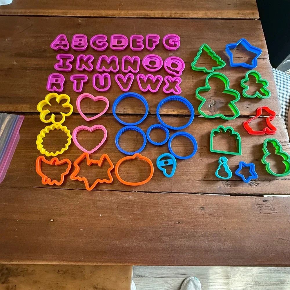 Cookie Cutters Lot of 53 Alphabet Shapes Holiday‎ Baking Supplies Plastic Crafts